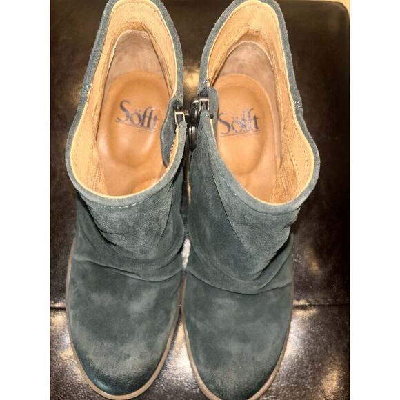 Sofft Siri Green Suede Waterproof Platform Booties Size 7 - Picture 3 of 8